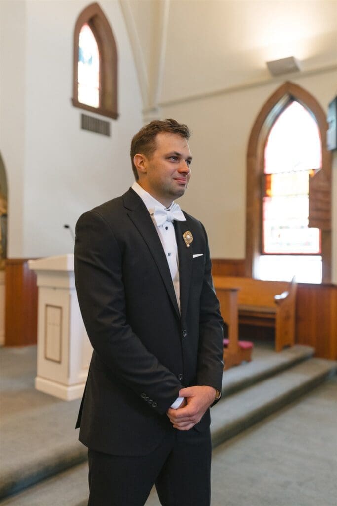 Sacred Heart Catholic Church wedding ceremony in La Conner, WA