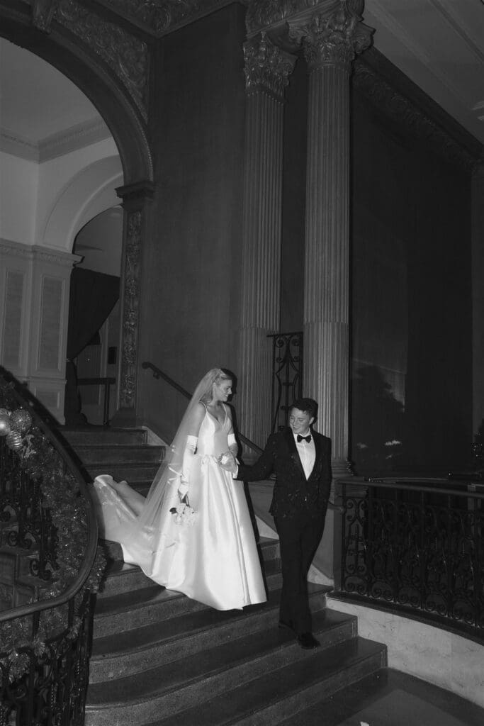 Moody bride and groom photos in Fairmont Olympic Hotel in Seattle