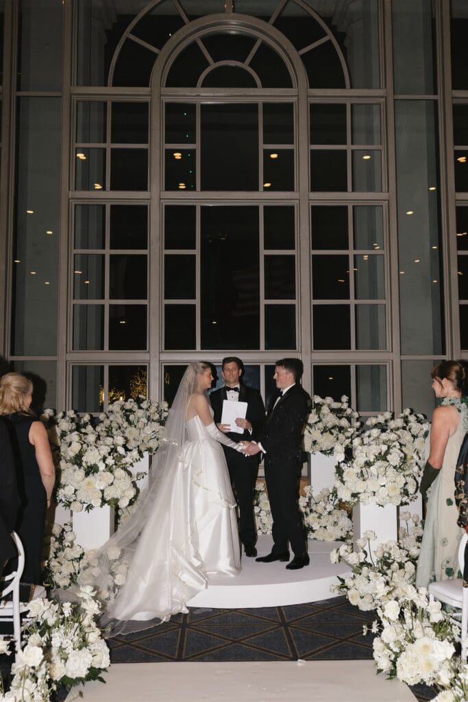Luxury Fairmont Olympic Hotel wedding in winter
