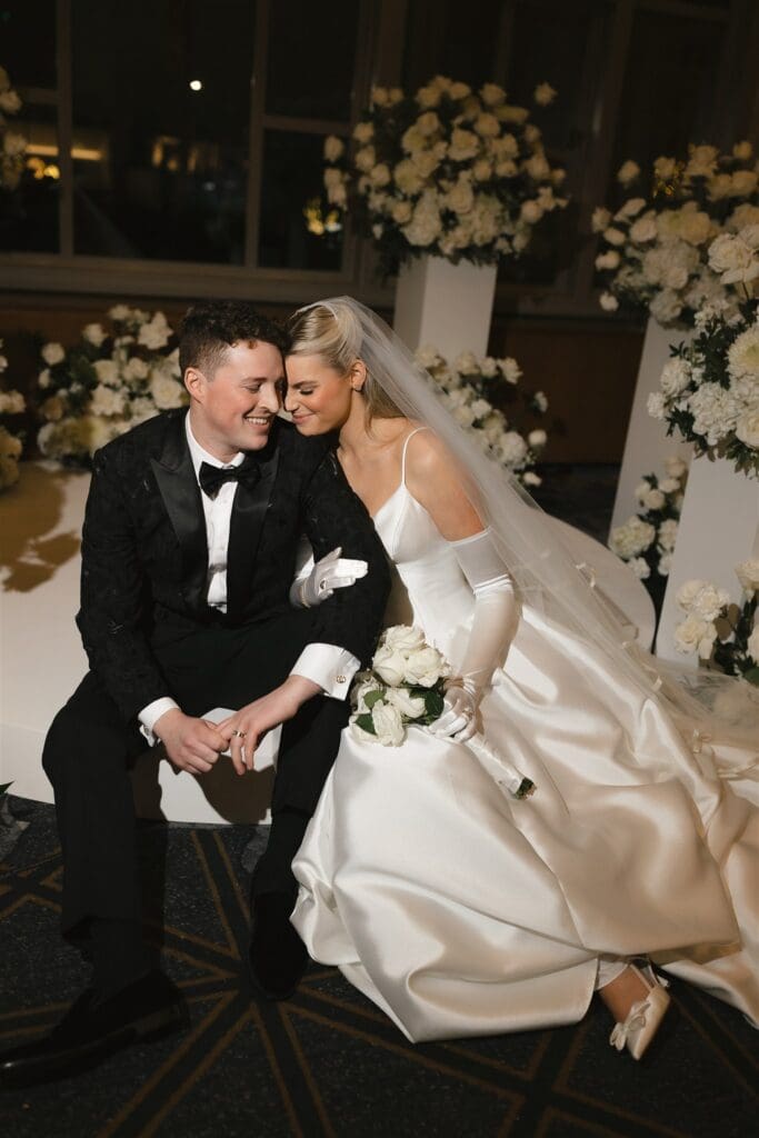 Moody bride and groom photos in Fairmont Olympic Hotel in Seattle