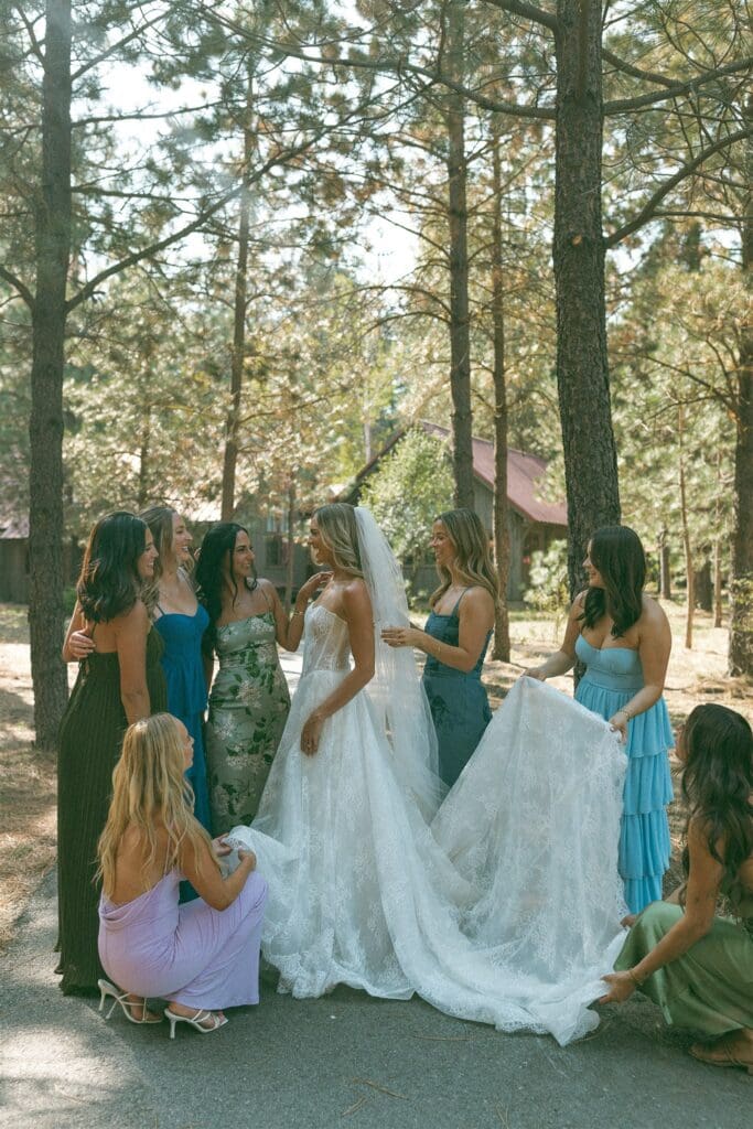 Bride with her bridesmaids on 35mm film