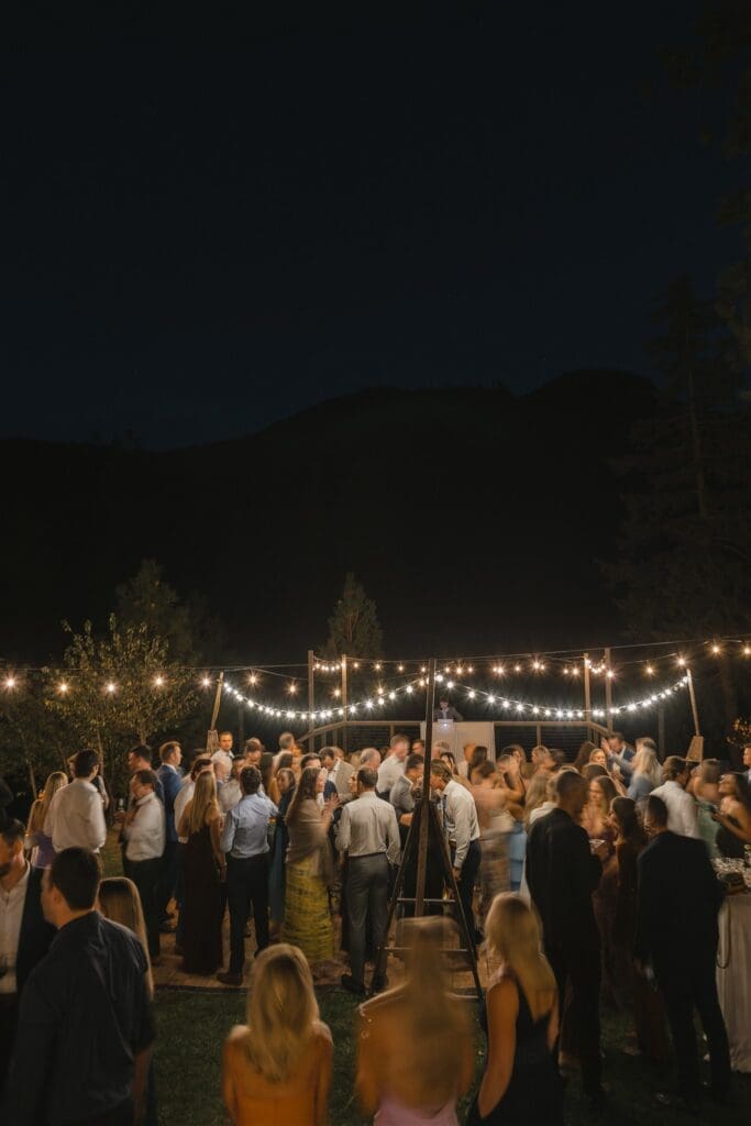 Outdoor wedding receptions in the mountains
