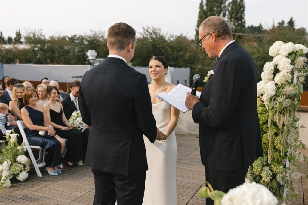 Fremont Foundry rooftop wedding ceremony in Seattle