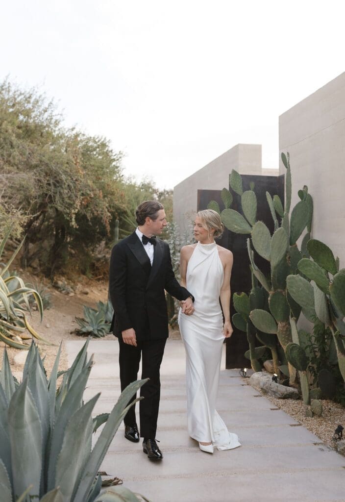 Bride and groom portraits in Cabo at Acre Resort