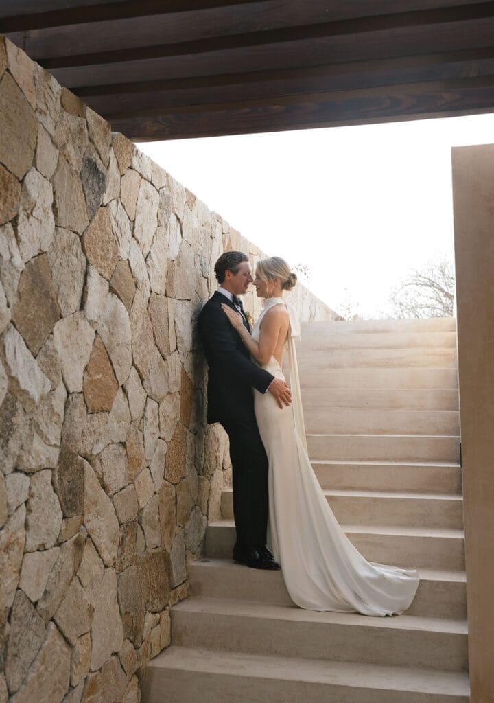 Bride and groom portraits in Cabo at Acre Resort
