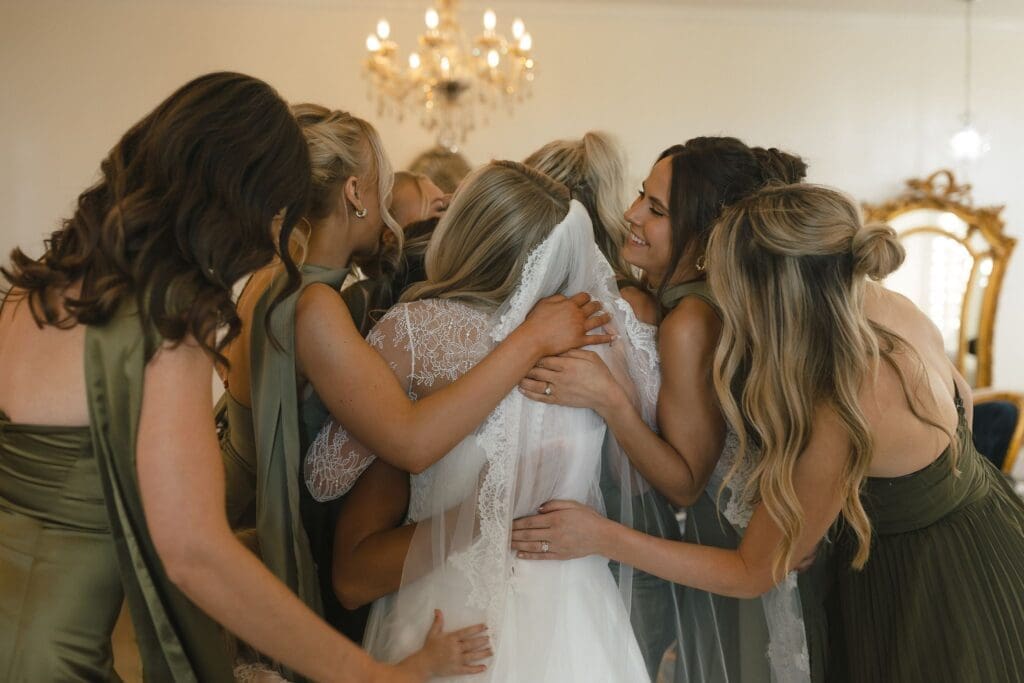 Bride and bridesmaids first look