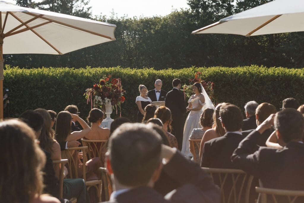 Wedding ceremony at The Lodge at St. Edward Park
